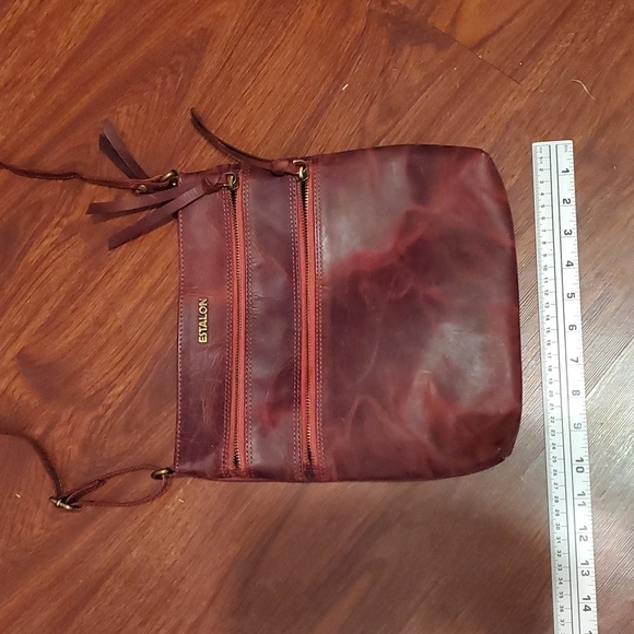 Estalon Purse crossbody leather red ish on color - Picture 4 of 13